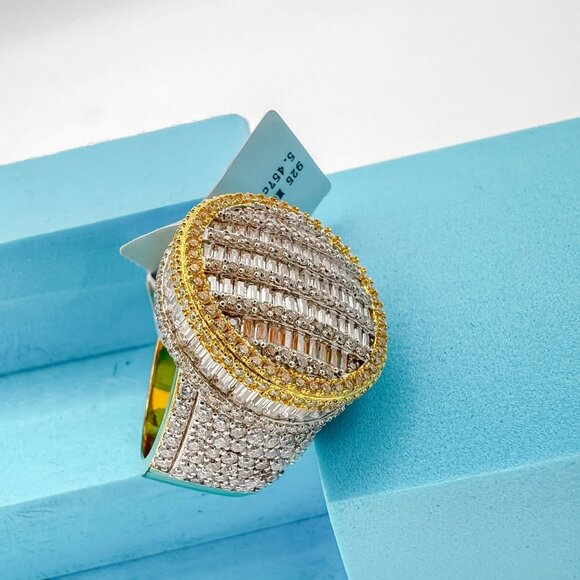 925 Sterling Sliver Moissanite Circle Elevated Ring, 5.457ctw VVS Stones with Ba - Picture 7 of 9